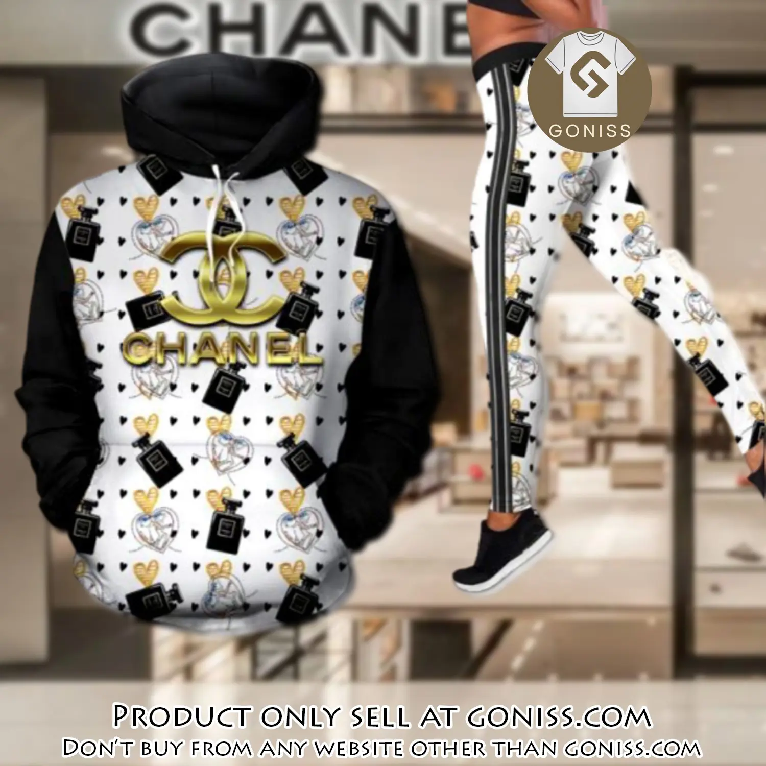Chanel perfume hoodie legging set luxury for women gn0043165